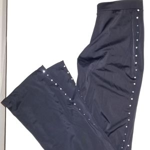 Dancewear - Balera bootcut jazz pants with side rhinestones, black, Adult small